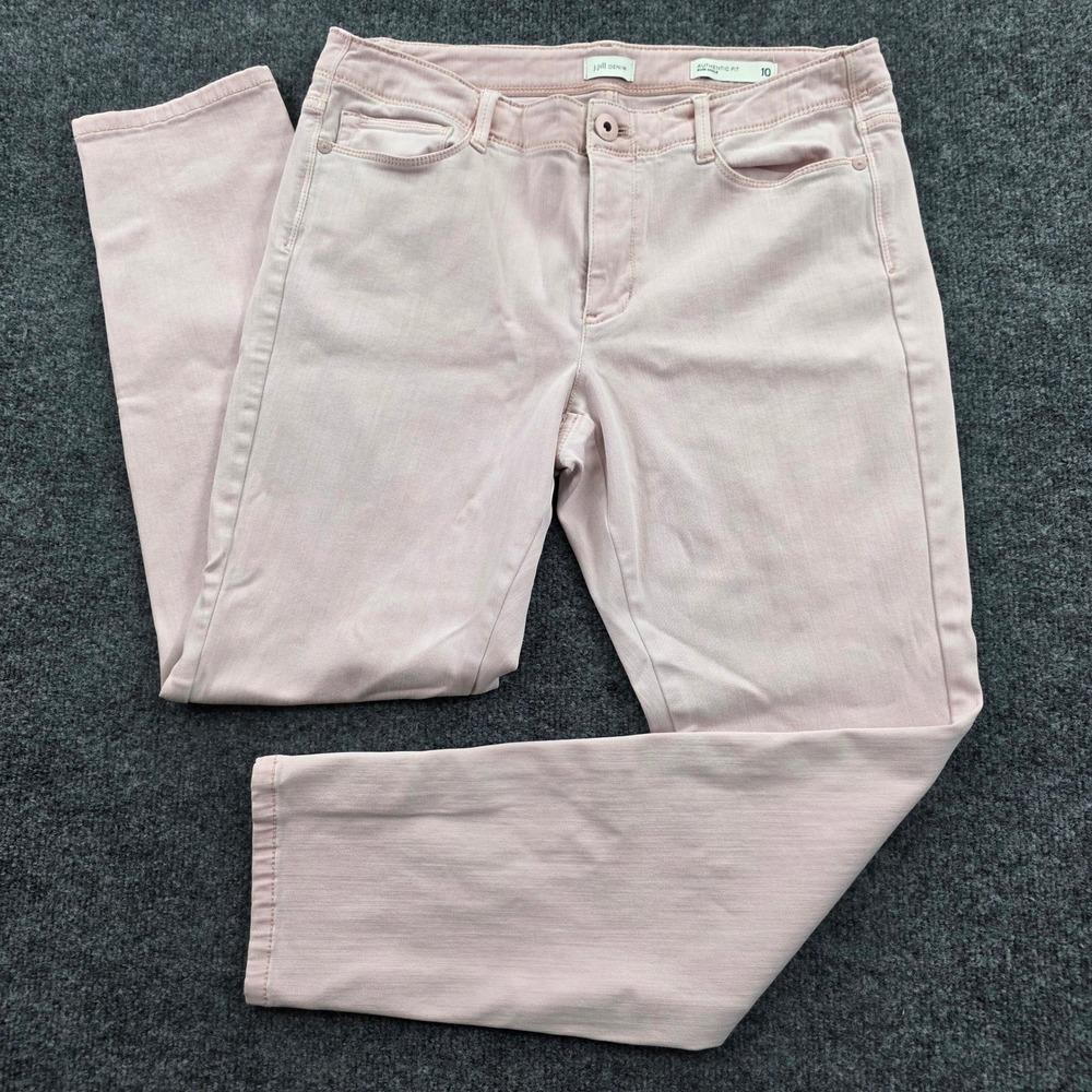 J. Jill Denim Authentic Fit Jeans Pink Straight Leg Snap Hem Size 10 Womens